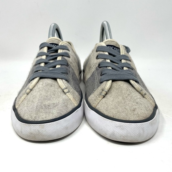 Sperry Pier View Striped Wool‎ Lace Up Sneakers Gray Cream Womens 9 - Picture 3 of 8